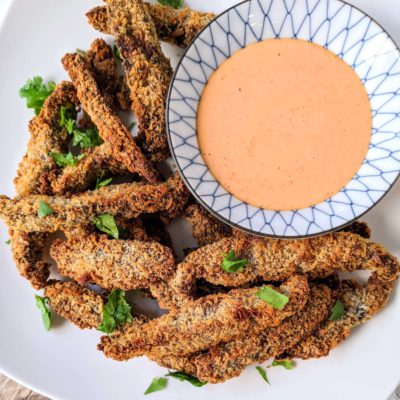 Portobello mushroom fries, baked portobello fries square